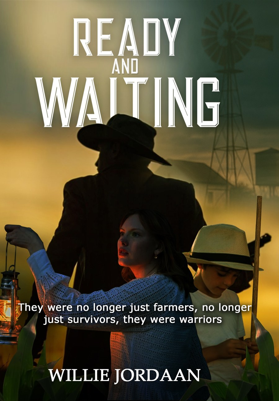 The front cover of Ready and Waiting, a survival thriller by Willie Jordaan